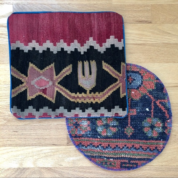Vintage Turkish Pillow and Tiny Rug - Picture 3 of 10